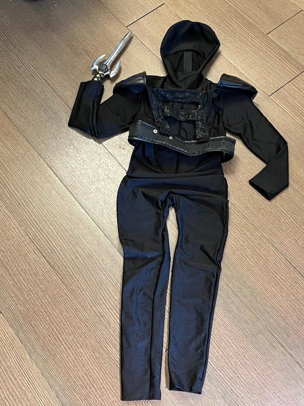 Kids Ninja Master Padded Muscle Jumpsuit Costume Cosplay Black
